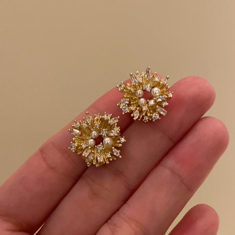 巨好看独特漂亮金色烟花珍珠耳环2025新款爆款高级感轻奢小众耳钉,饰品/流行首饰/时尚饰品新,耳钉,淘宝优惠券,粉丝福利购,淘宝优惠卷