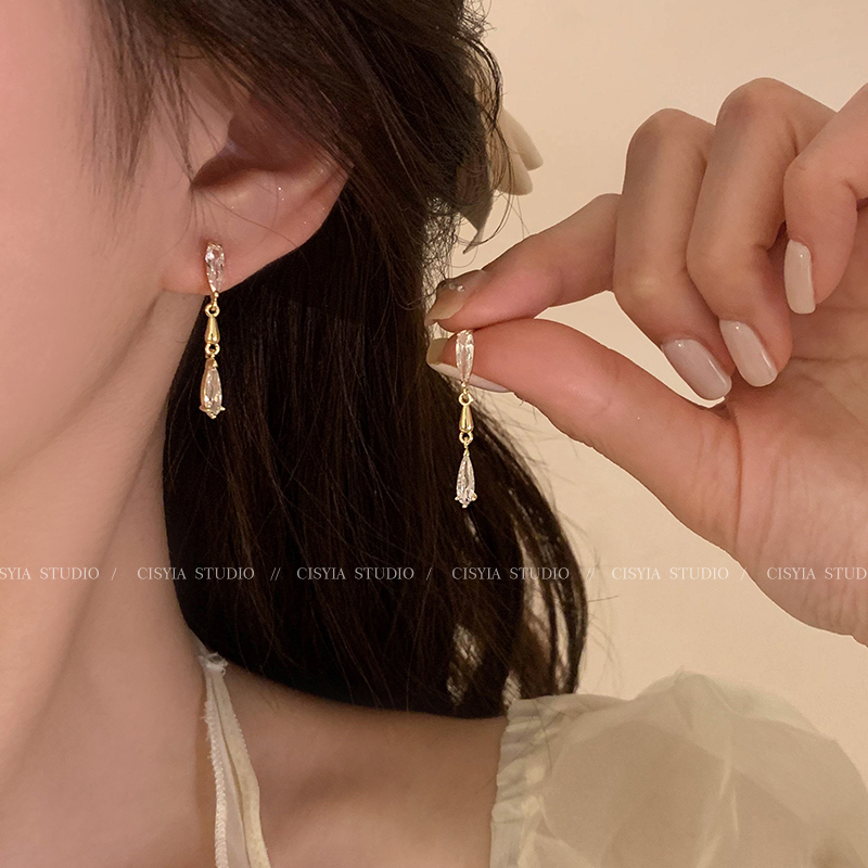 锆石流苏耳环2024新款爆款高级感