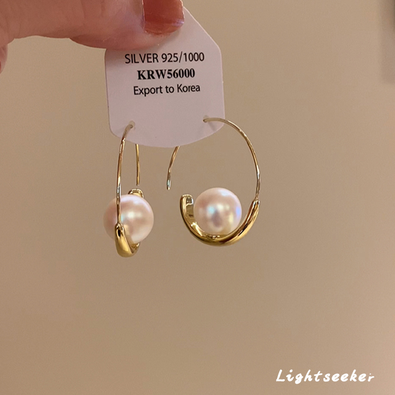 珍珠圆圈耳环2025新款爆款高级感