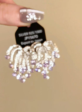 爆闪仿紫色锆石烟花流苏耳环2026新款爆款高级感轻奢小众精致耳钉