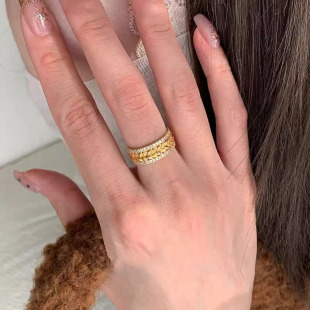 中古黄金色麦穗戒指女小众设计食指戒轻奢高级感指环2025新款爆款