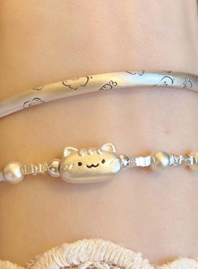 碎银子珍珠猫咪手链轻奢小众精致