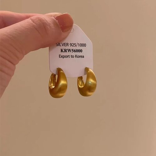 中古金色拉丝C型几何耳环2025新