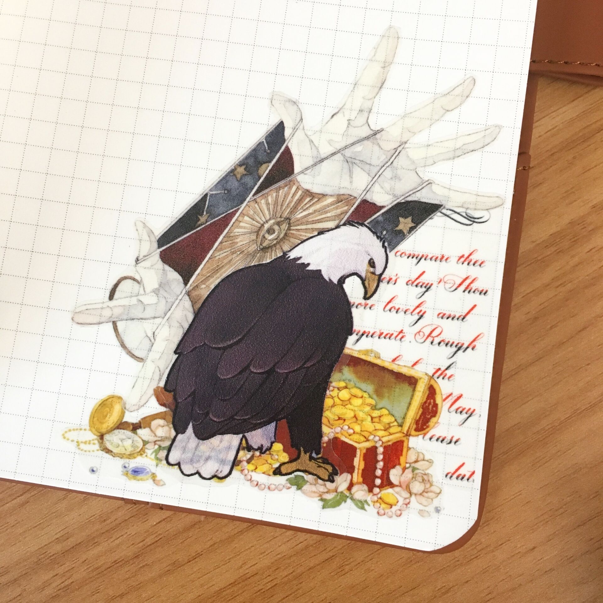 猛禽手账贴纸PVC白墨不干胶