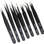 FEITA 不锈钢镊子防静电聂孑尖头捏夹弯圆头手帐挑毛神器维修工具