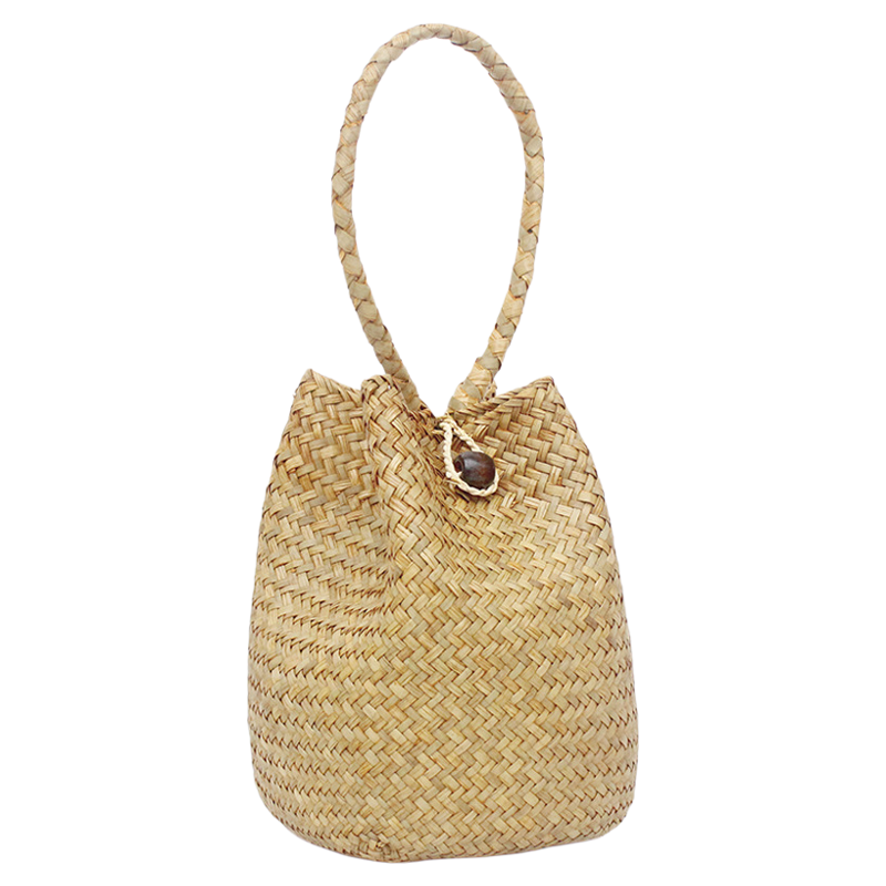 泰国草编包水桶手提包手工编织螺桶包法式肩手拎包沙滩度假女包