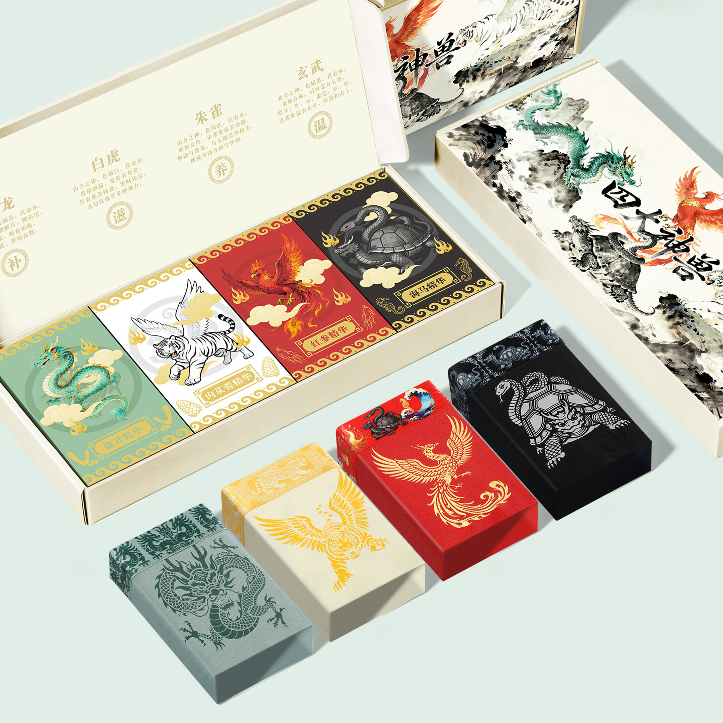 CsireoKoioi四大神兽男士内裤10A抑菌舒适透气平角裤四角短裤礼盒