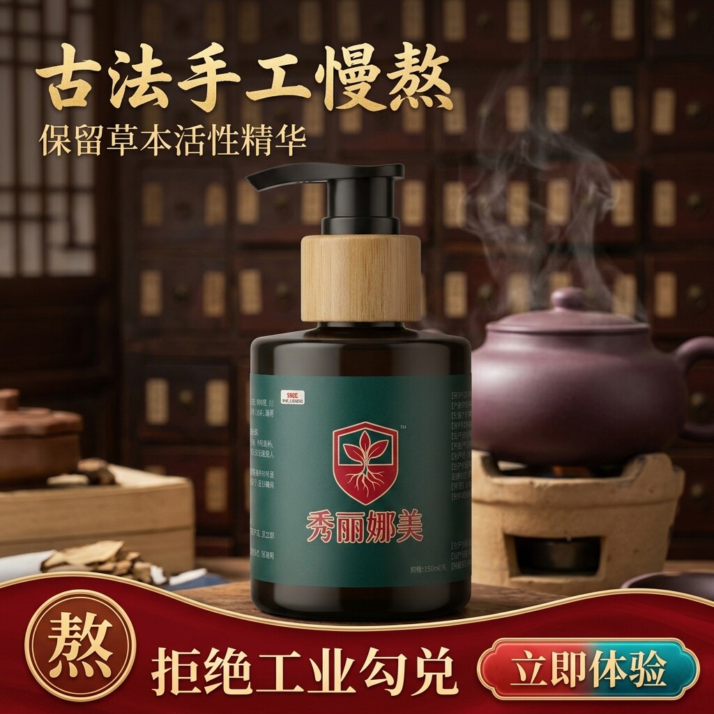 秀丽娜美草本植物洗发水何首乌洗发控油去屑无硅油易冲洗按压盖瓶 - 实物图