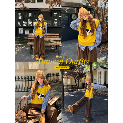 林诗琦NICKIDAILY小奶牛刺绣马甲