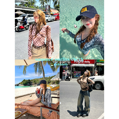 千禧辣妹网纱微透修身星星T恤