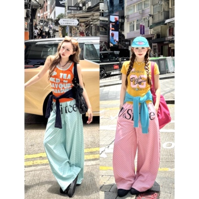 林诗琦NICKIDAILY波点直筒休闲裤