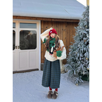 林诗琦NICKIDAILY撞色格纹七分裤