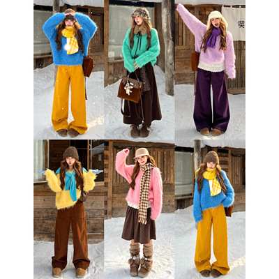 林诗琦NICKIDAILY五色慵懒风毛衣