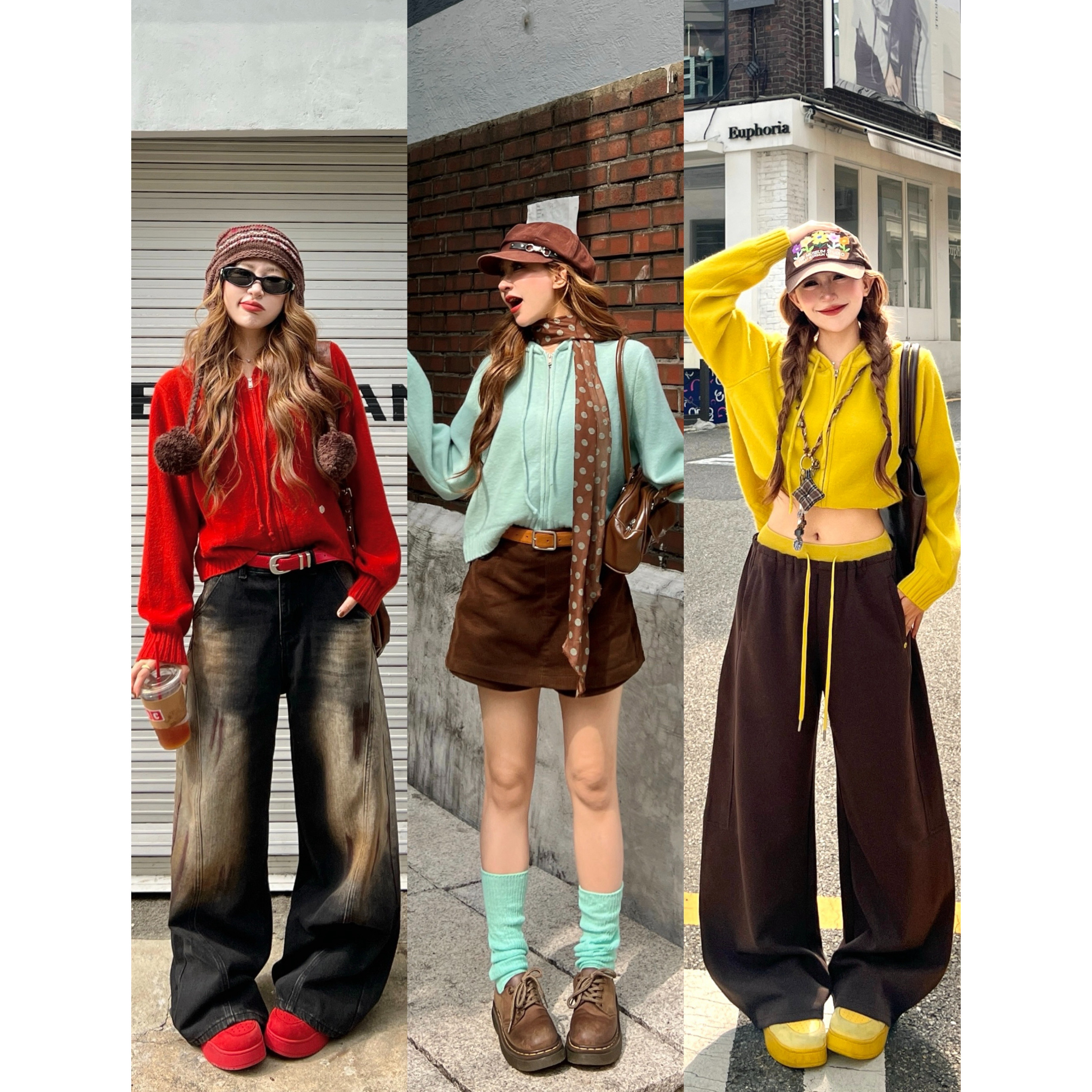 林诗琦NICKIDAILY三色连帽针织衫