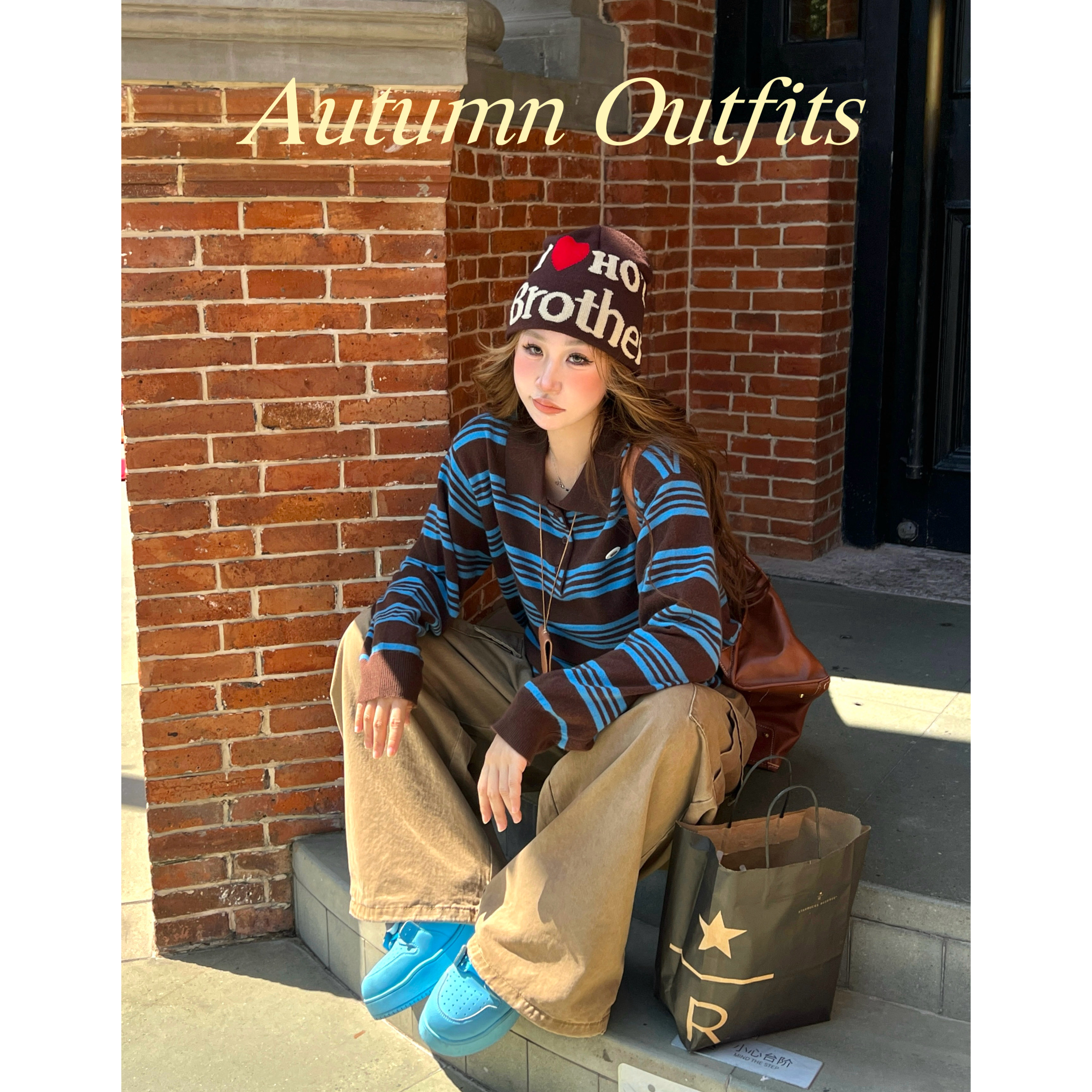 林诗琦NICKIDAILY撞色条纹针织衫