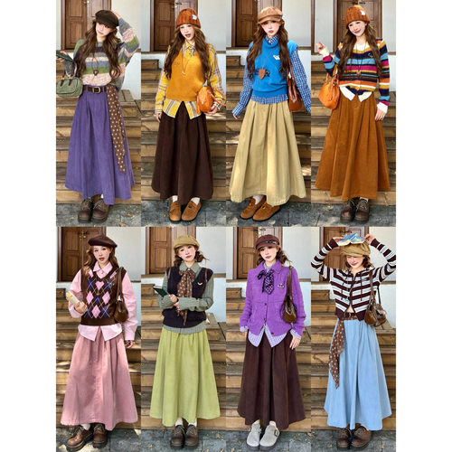 林诗琦NICKIDAILY灯芯绒半身裙女