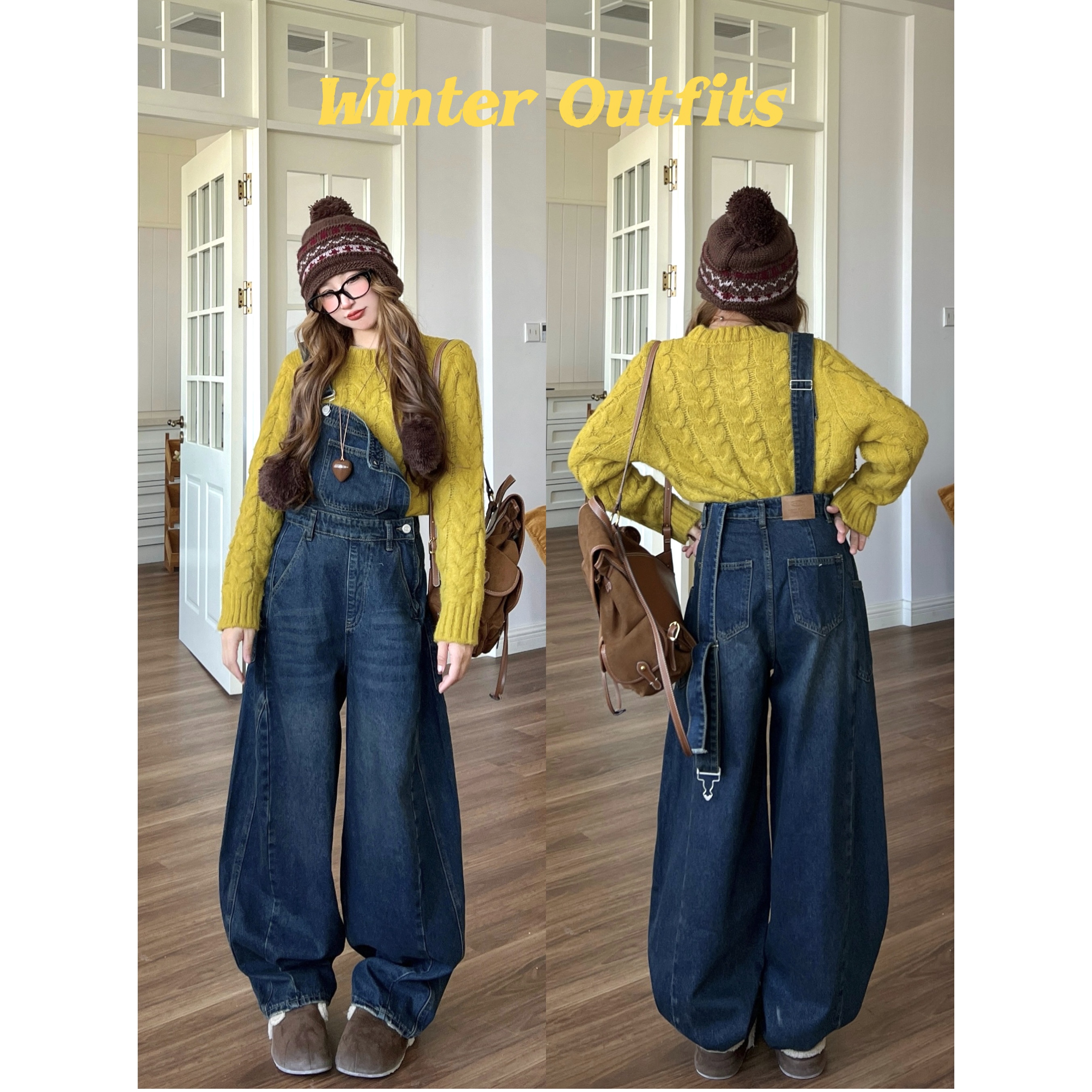 林诗琦NICKIDAILY百搭牛仔背带裤