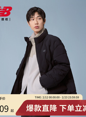 New Balance NB官方25秋冬男立领黑色保暖棉服短外套NQF41291