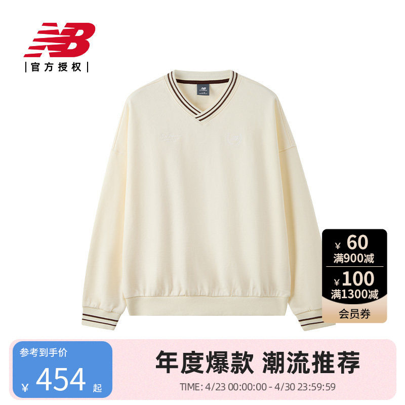 New Balance NB官方26女冬季圆V领休闲百搭时尚运动卫衣WT6144GC