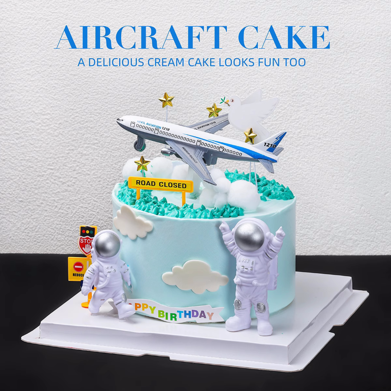 航空飞机模型蛋糕装饰摆件小男孩生日宇航员回力航空飞机烘焙配件