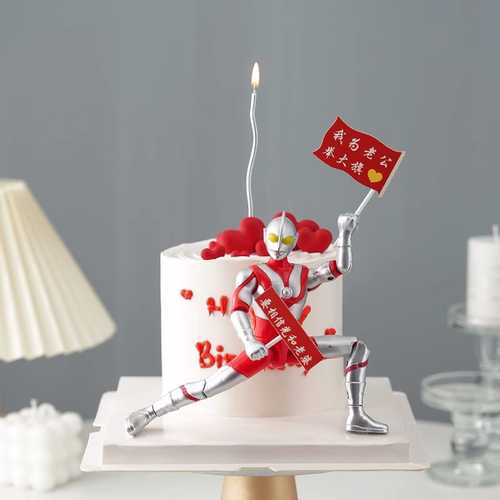 网红初代奥特曼蛋糕装饰摆件变形超人英雄战士我为老公举大旗插件