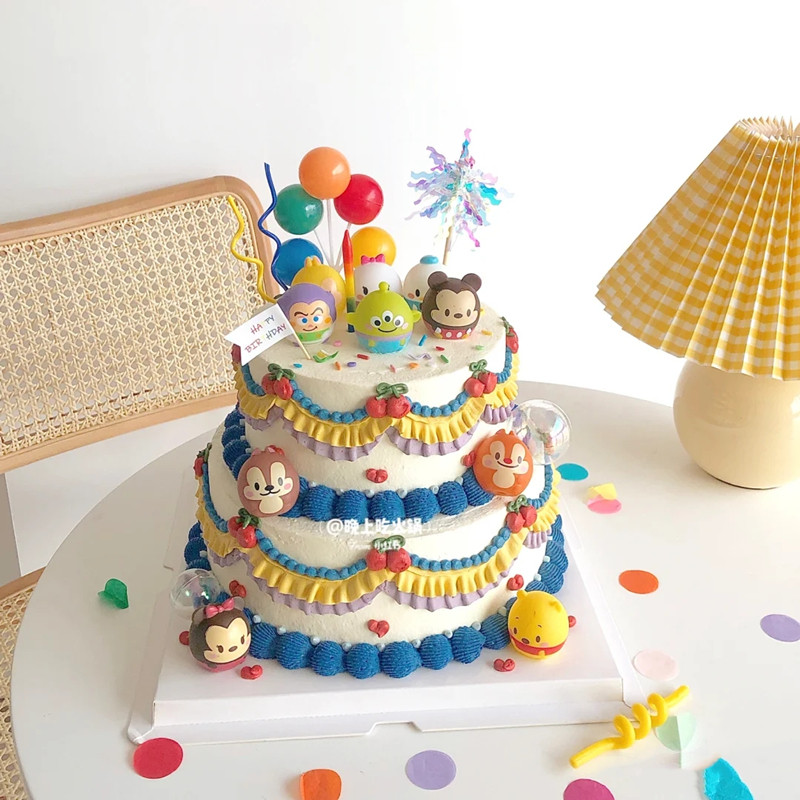 迪士尼蛋糕装饰摆件Q版卡通米奇妙妙屋叠叠乐情景装饰玩偶公仔