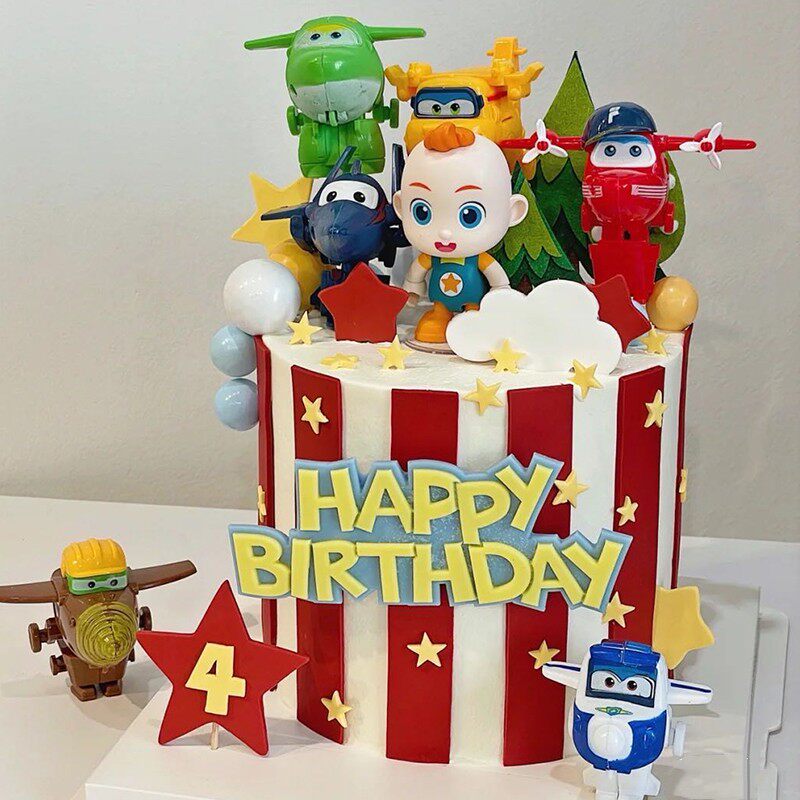 包邮卡通超级宝贝jojo儿童生日蛋糕装饰摆件宝宝巴士回力小汽车配