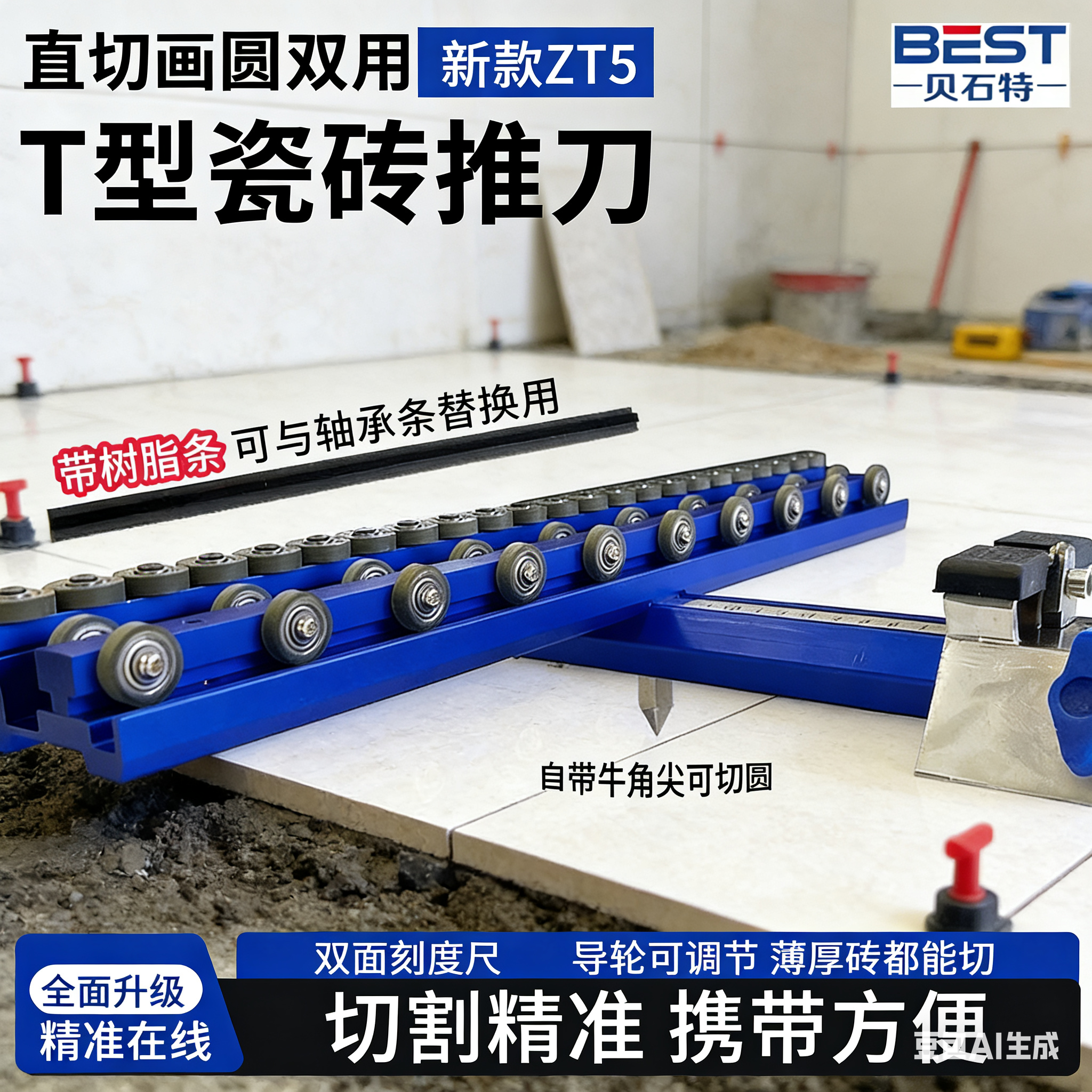 贝石特新款ZT5瓷砖推刀五排推刀ZT3轴承推刀手动切割工具轴承推刀