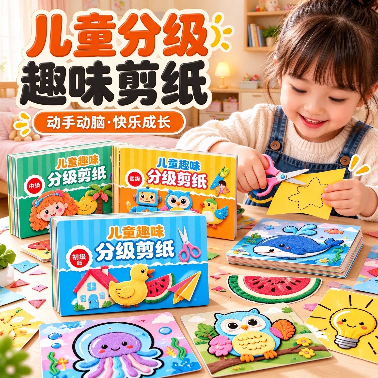 儿童剪纸3D毛绒益智启蒙玩具