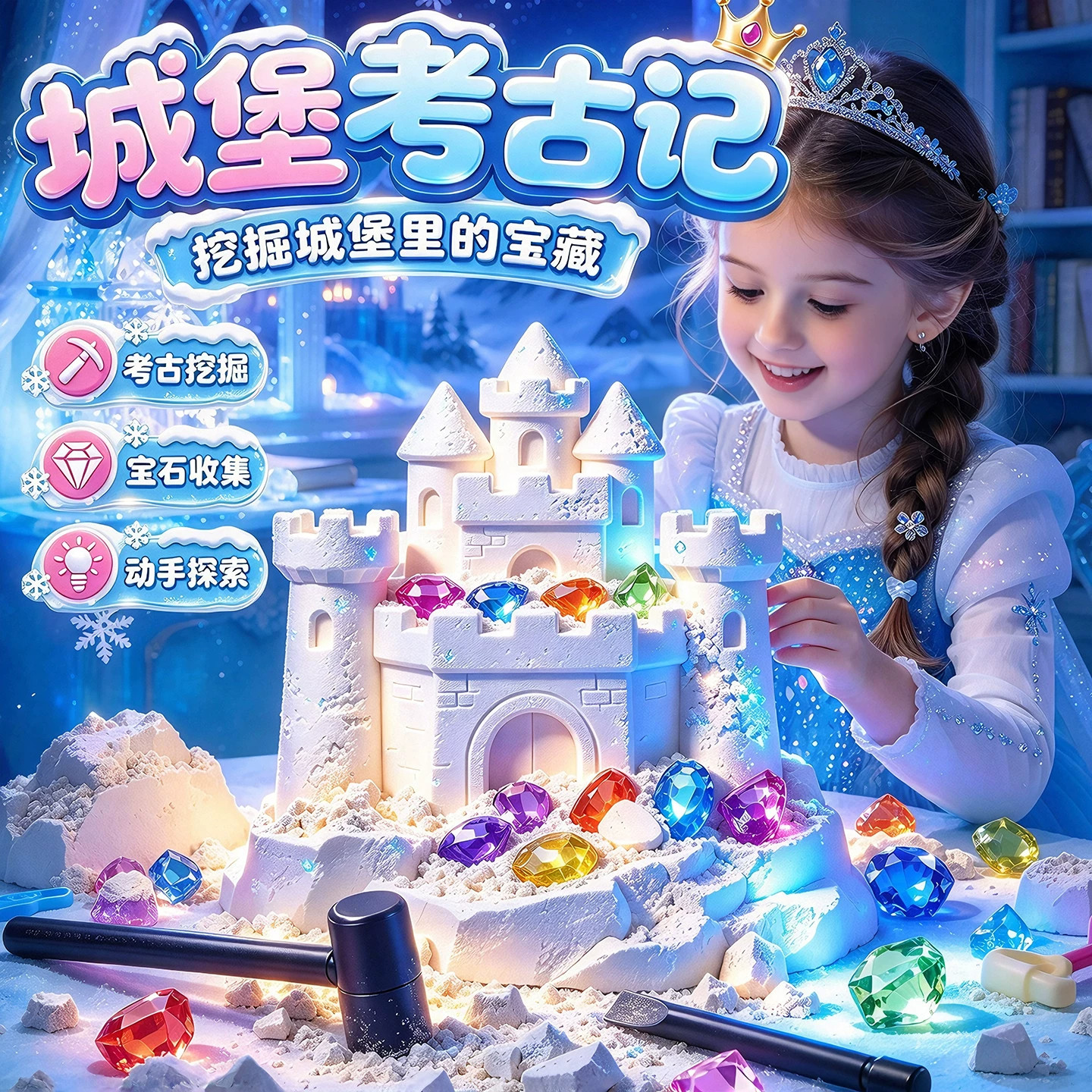 考古挖掘寻宝挖宝石儿童玩具