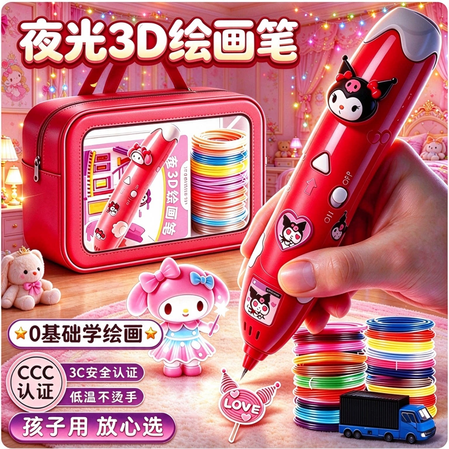 女孩生日礼物DIY3D打印笔套装