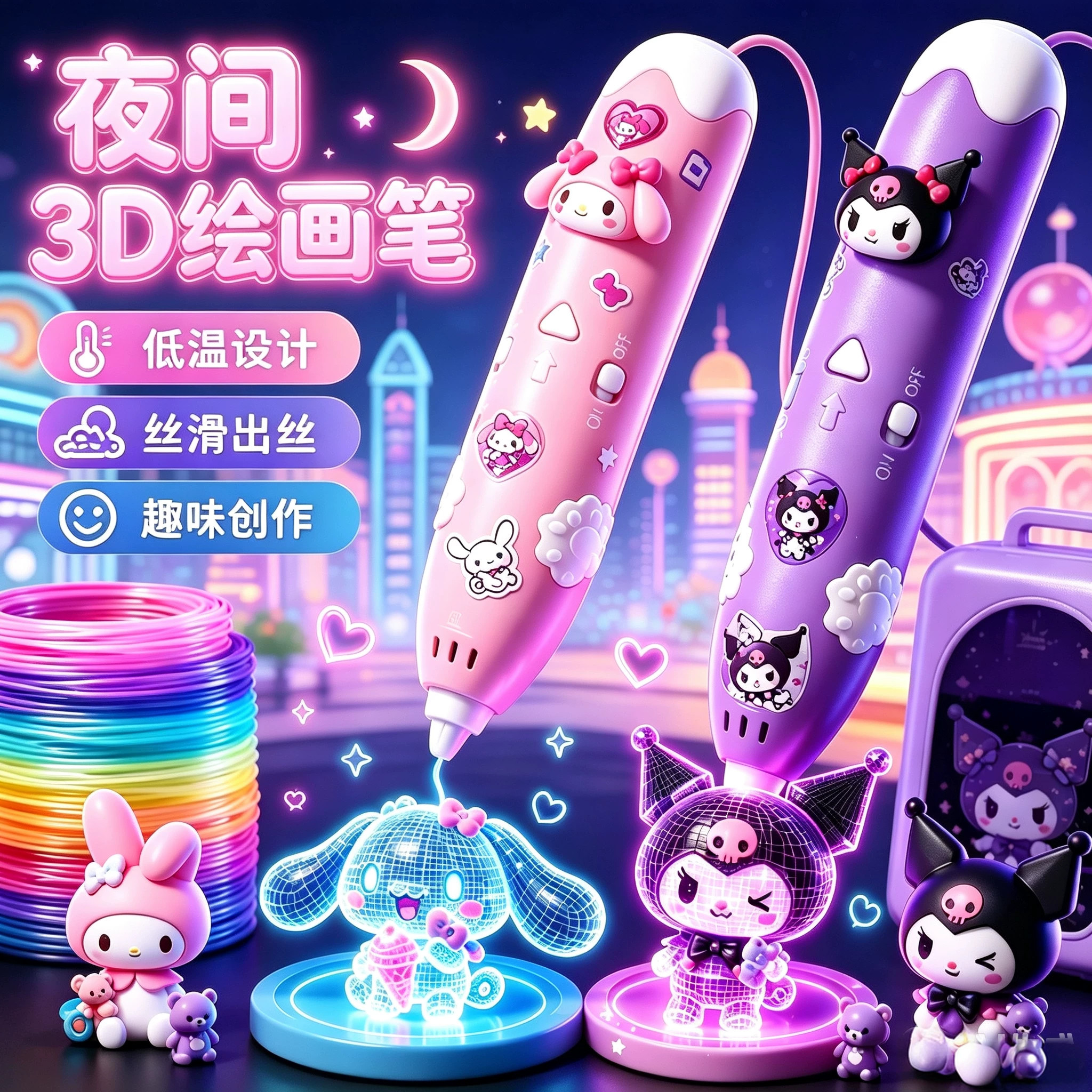 儿童3D打印笔DIY益智丝滑出丝