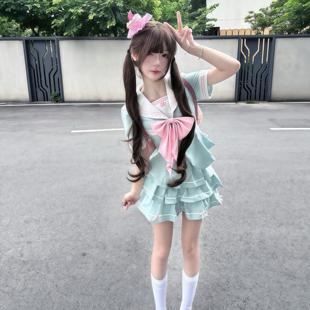 【新品】原创jk水手服妙也可学院风制服百褶裙显瘦收腰短袖套装