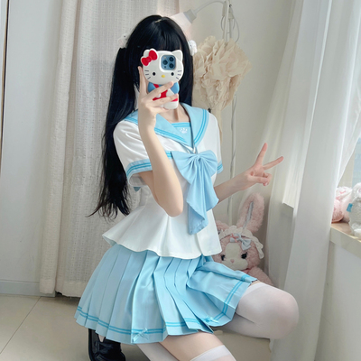妙也可原创水手服jk蓬蓬裙百褶裙显瘦学生校服风高中校服裙