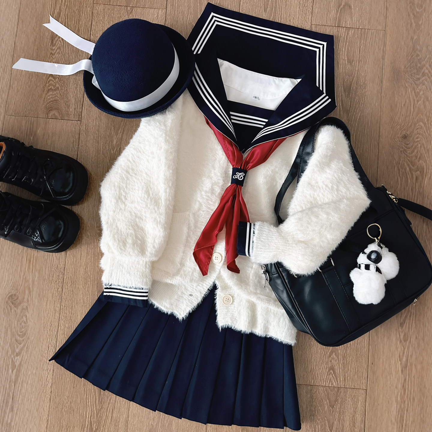 妙也可原创青三本水手服基础日系JK制服裙学院风校供学生长袖套装										