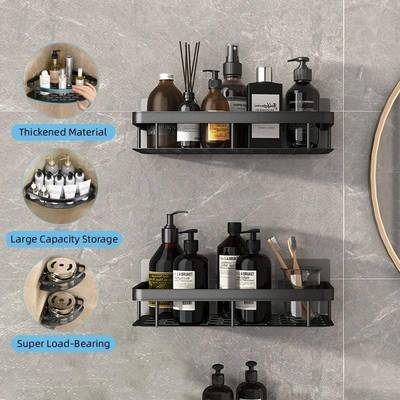 Bathroom Shelf Makeup Storage Organizer Aluminum Alloy Shamp