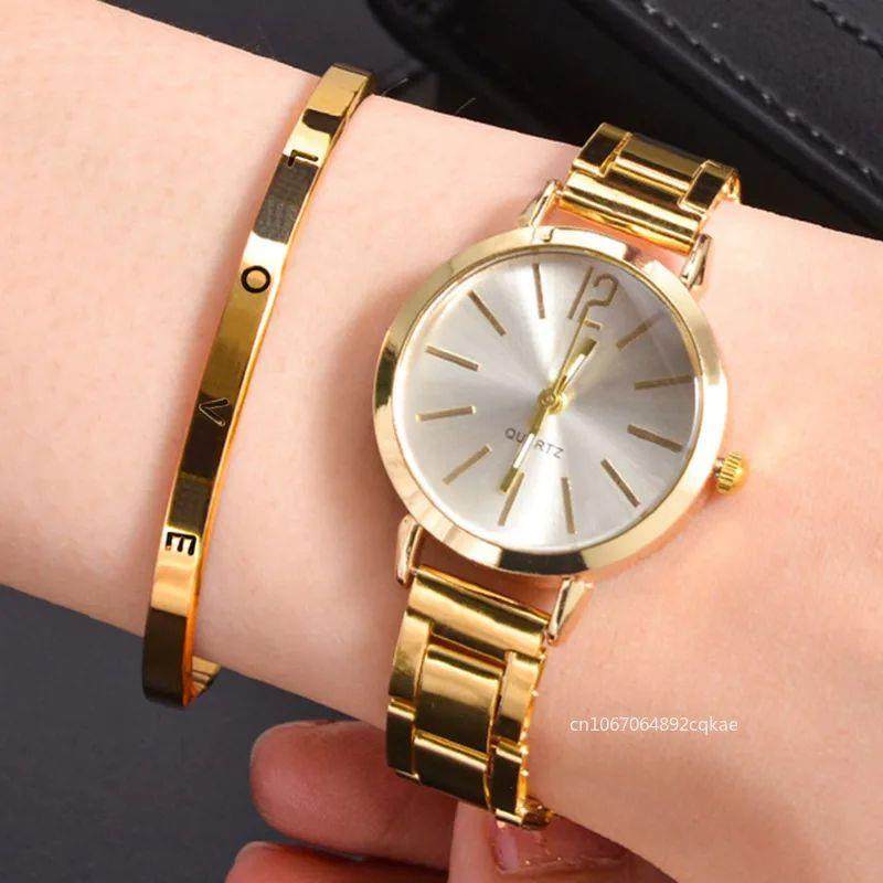 Ladies Fashion Simple Digital Alloy with Quartz Watch Bracel
