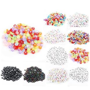 100pCs MIxeD WhIte Letter/ALphABet CuBe BeADs DIY JeWeLrY