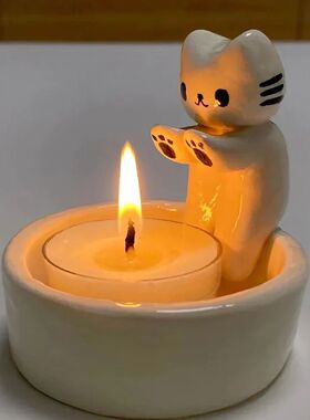 Kitten Candle Holder Cute Cat Candlestick Creative Aromather