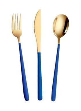 Knife, fork and spoon set of three steak plates cutlery