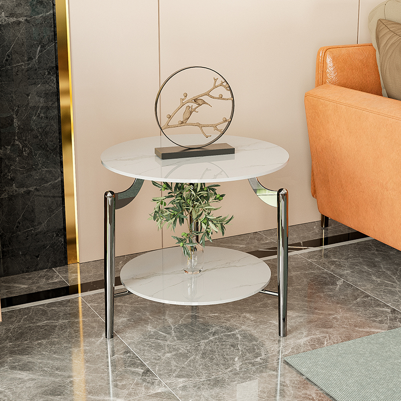 也朵轻奢不锈钢岩板简约现代边几