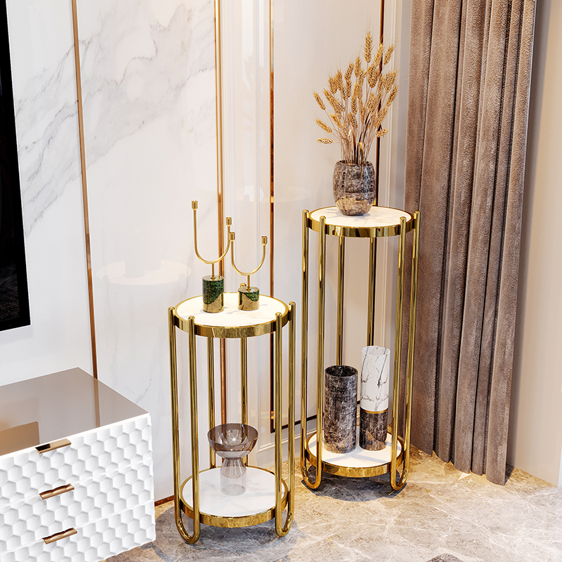 轻奢不锈钢大理石花架