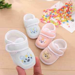 春秋季新款0-1岁婴儿学步软底3-6-9个月单鞋男女宝宝透气防掉跟鞋