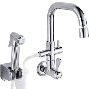 入墙式厨房单冷水龙头 双用一进二出洗衣机多功能旋转阳台拖把4分