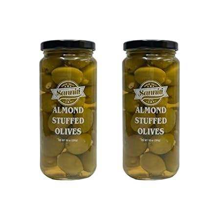 sanniti almond stuffed olives, net weight 16 oz - drained