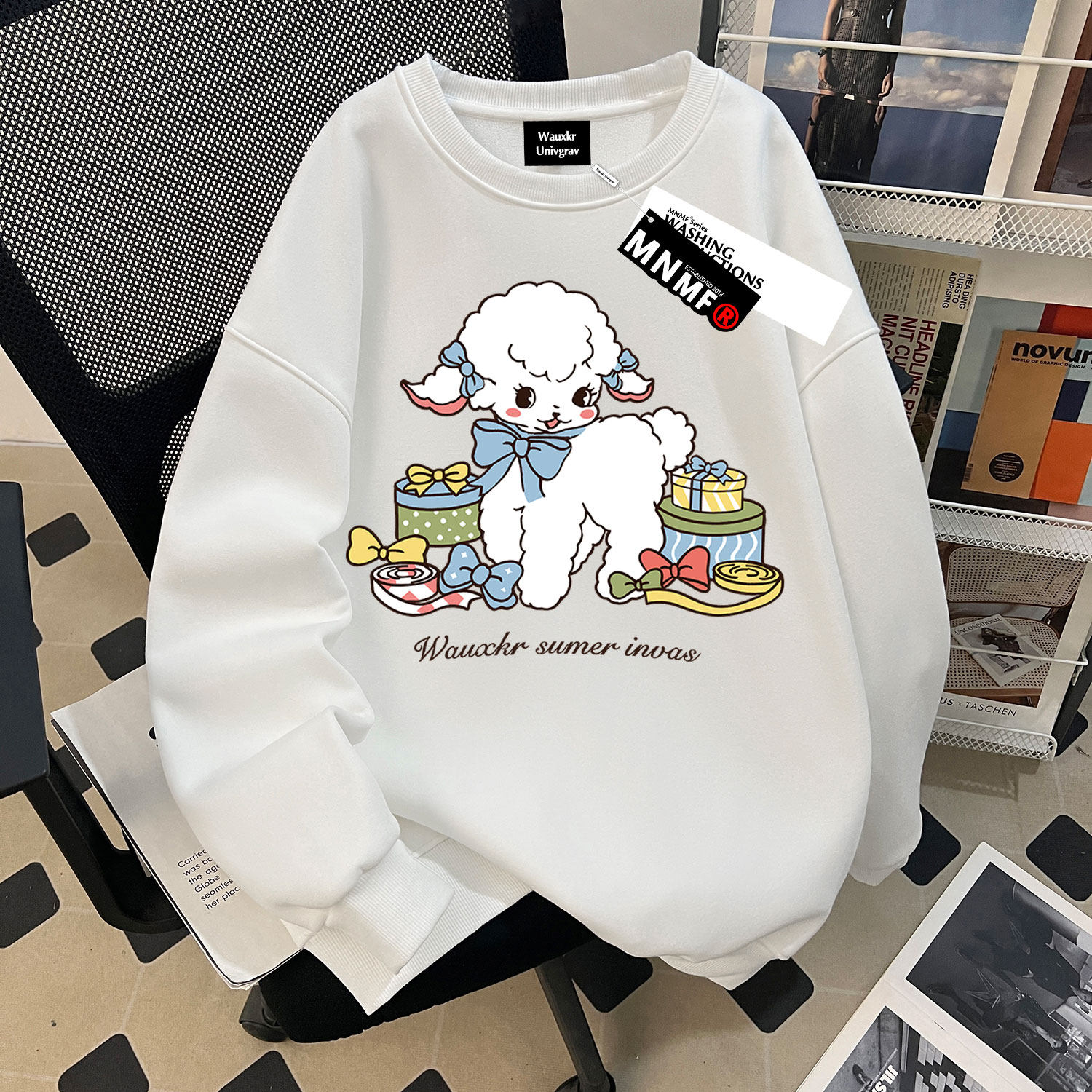 秋冬2025款女童加绒圆领卫衣卡通礼物小羊印花初中生宽松百搭上衣