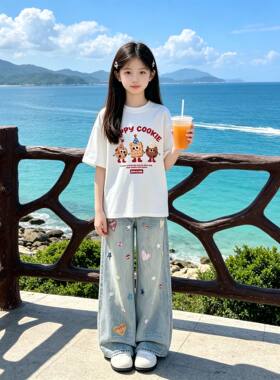 男女童重磅纯棉卡通短袖T恤