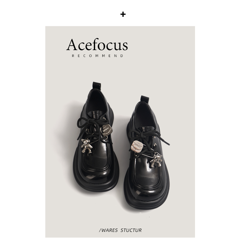 奈木良品 秋季新款英伦风小皮鞋女款厚底舒适轻巧百搭乐福鞋黑色