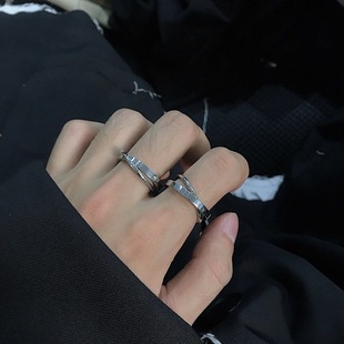 钛钢双环交叉戒指时尚个性ins小众嘻哈冷淡风简约指环