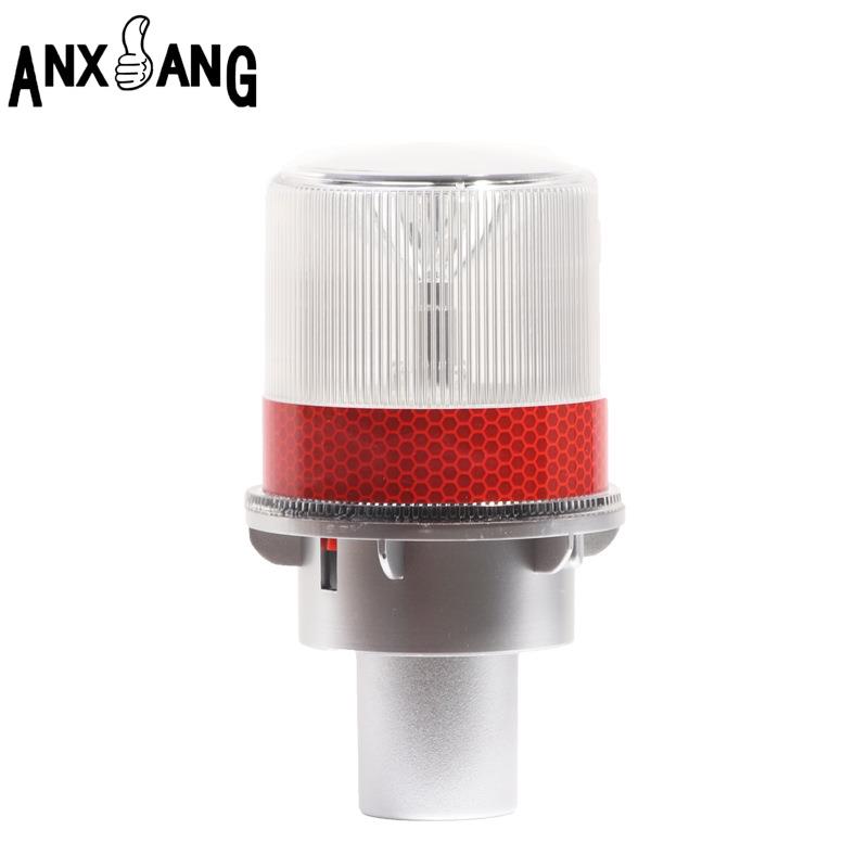 LED太阳能警示灯光控太阳能充电路障灯爆闪灯圆形防水防雨超亮